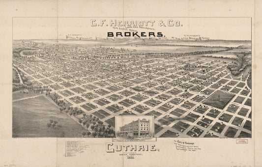 Guthrie, Oklahoma, Indian Territory, Jan. 22nd 1890 (1890) – Historic Bird’s-Eye View Panorama Print