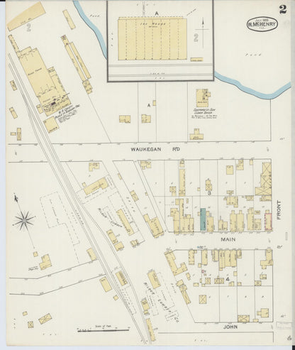 Sanborn Fire Insurance Map from McHenry, McHenry County, Illinois (1893), Sheet #0002 - Historic Sanborn Fire Insurance Map Print, vintage old map wall art, antique decor, genealogy gift, Illinois Illinois map