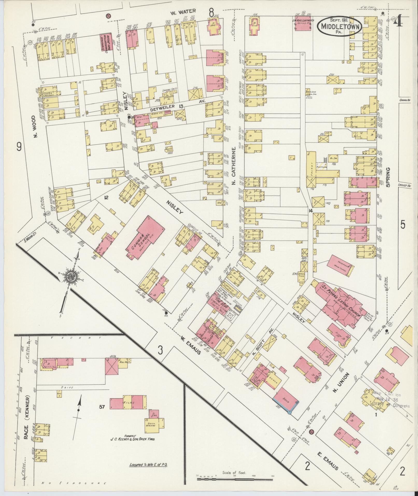 Sanborn Fire Insurance Map from Middletown, Dauphin County, Pennsylvania (1911), Sheet #0004 - Complete Map Set gallery image, historic Sanborn map, vintage wall art, Pennsylvania Pennsylvania