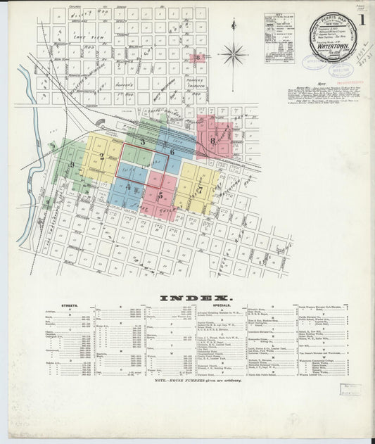 Sanborn Fire Insurance Map from Watertown, Codington County, South Dakota (1898), Sheet #0001 - Historic Sanborn Fire Insurance Map Print, vintage old map wall art, antique decor, genealogy gift, South Dakota South Dakota map