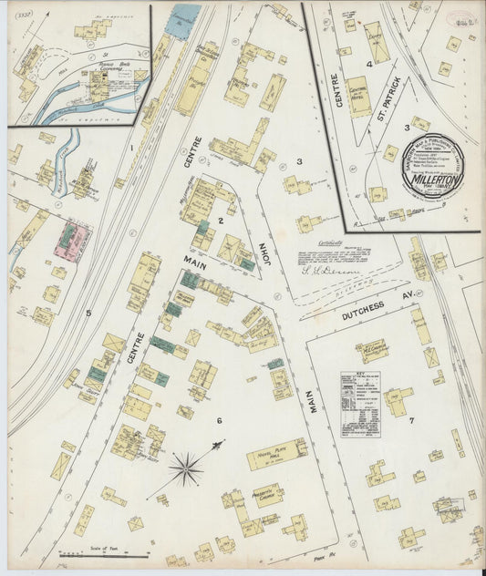 Sanborn Fire Insurance Map from Millerton, Dutchess County, New York (1889), Sheet #0001 - Historic Sanborn Fire Insurance Map Print, vintage old map wall art, antique decor, genealogy gift, New York New York map