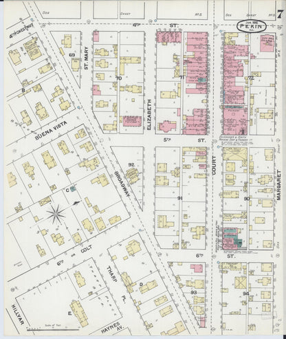 Sanborn Fire Insurance Map from Pekin, Tazewell County, Illinois (1892), Sheet #0007 - Historic Sanborn Fire Insurance Map Print, vintage old map wall art, antique decor, genealogy gift, Illinois Illinois map