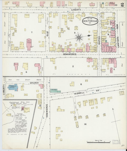 Sanborn Fire Insurance Map from Centreville, Queen Anne's County, Maryland (1891), Sheet #0002 - Historic Sanborn Fire Insurance Map Print, vintage old map wall art, antique decor, genealogy gift, Maryland Maryland map