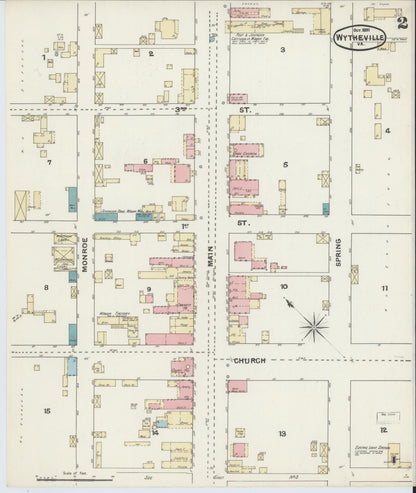 Sanborn Fire Insurance Map from Wytheville, Wythe County, Virginia (1891), Sheet #0002 - Complete Map Set gallery image, historic Sanborn map, vintage wall art, Virginia Virginia