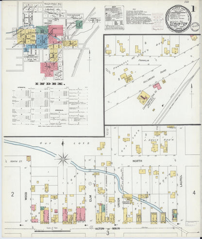 Sanborn Fire Insurance Map from Staunton, Macoupin County, Illinois (1899), Sheet #0001 - Historic Sanborn Fire Insurance Map Print, vintage old map wall art, antique decor, genealogy gift, Illinois Illinois map