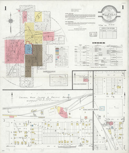 Sanborn Fire Insurance Map from Belleville, Republic County, Kansas (1933), Sheet #0001 - Complete Map Set gallery image, historic Sanborn map, vintage wall art, Kansas Kansas
