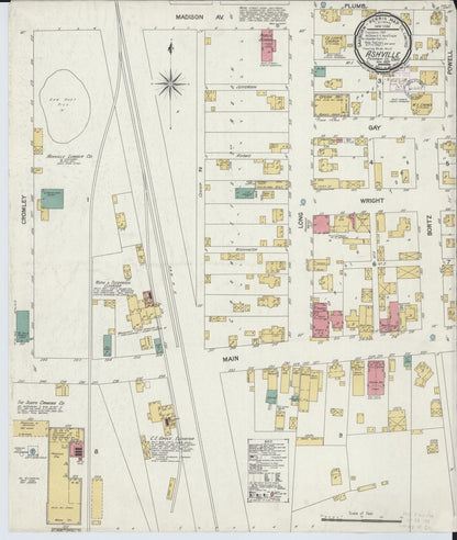 Sanborn Fire Insurance Map from Ashville, Pickaway County, Ohio (1901), Sheet #0001 - Historic Sanborn Fire Insurance Map Print, vintage old map wall art, antique decor, genealogy gift, Ohio Ohio map