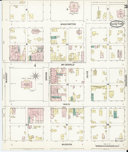 Sanborn Fire Insurance Map from Newton, Jasper County, Iowa (1888), Sheet #0003 - Historic Sanborn Fire Insurance Map Print, vintage old map wall art