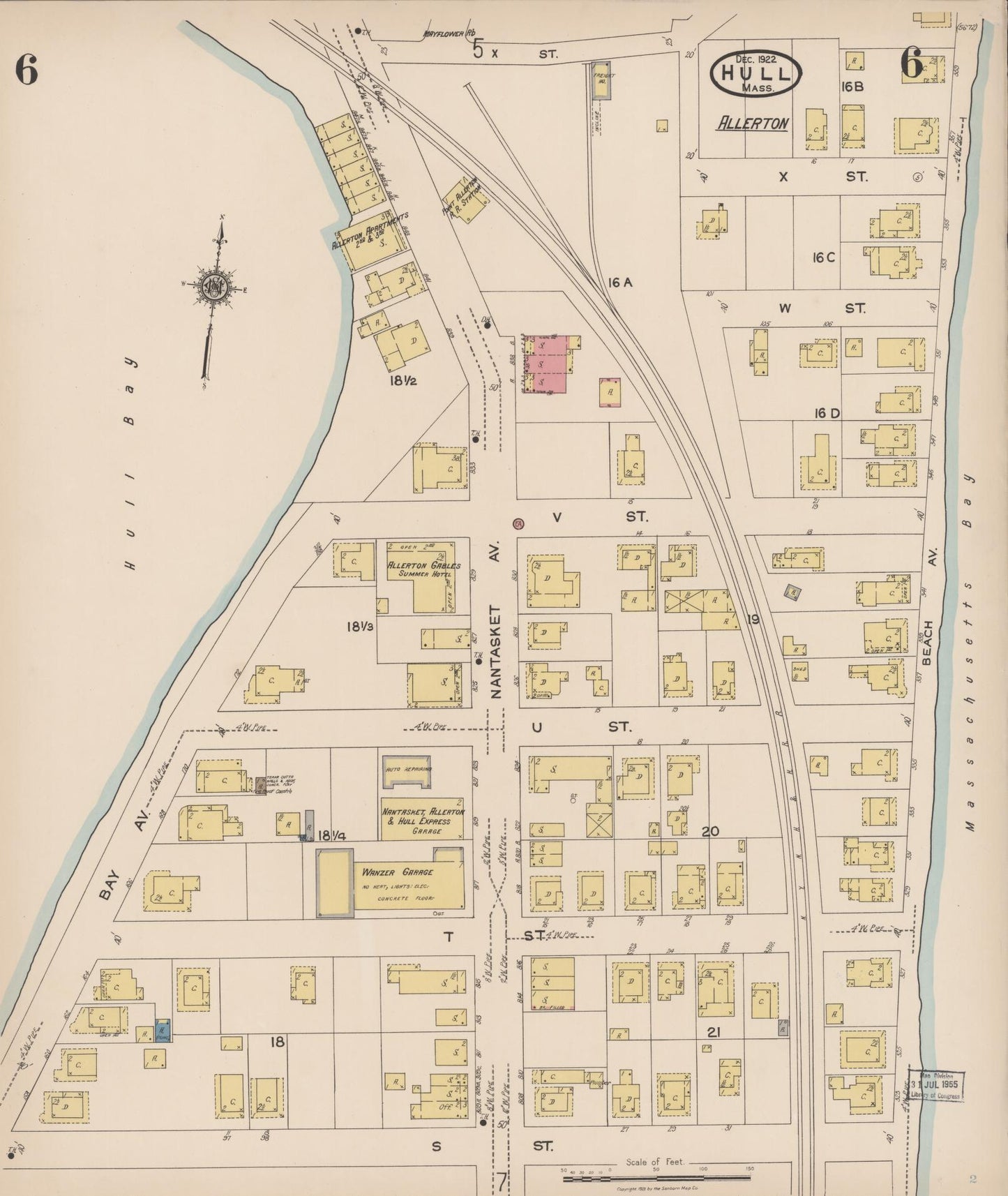 Sanborn Fire Insurance Map from Hull, Plymouth County, Massachusetts (1922), Sheet #0006 - Complete Map Set gallery image, historic Sanborn map, vintage wall art, Massachusetts Massachusetts