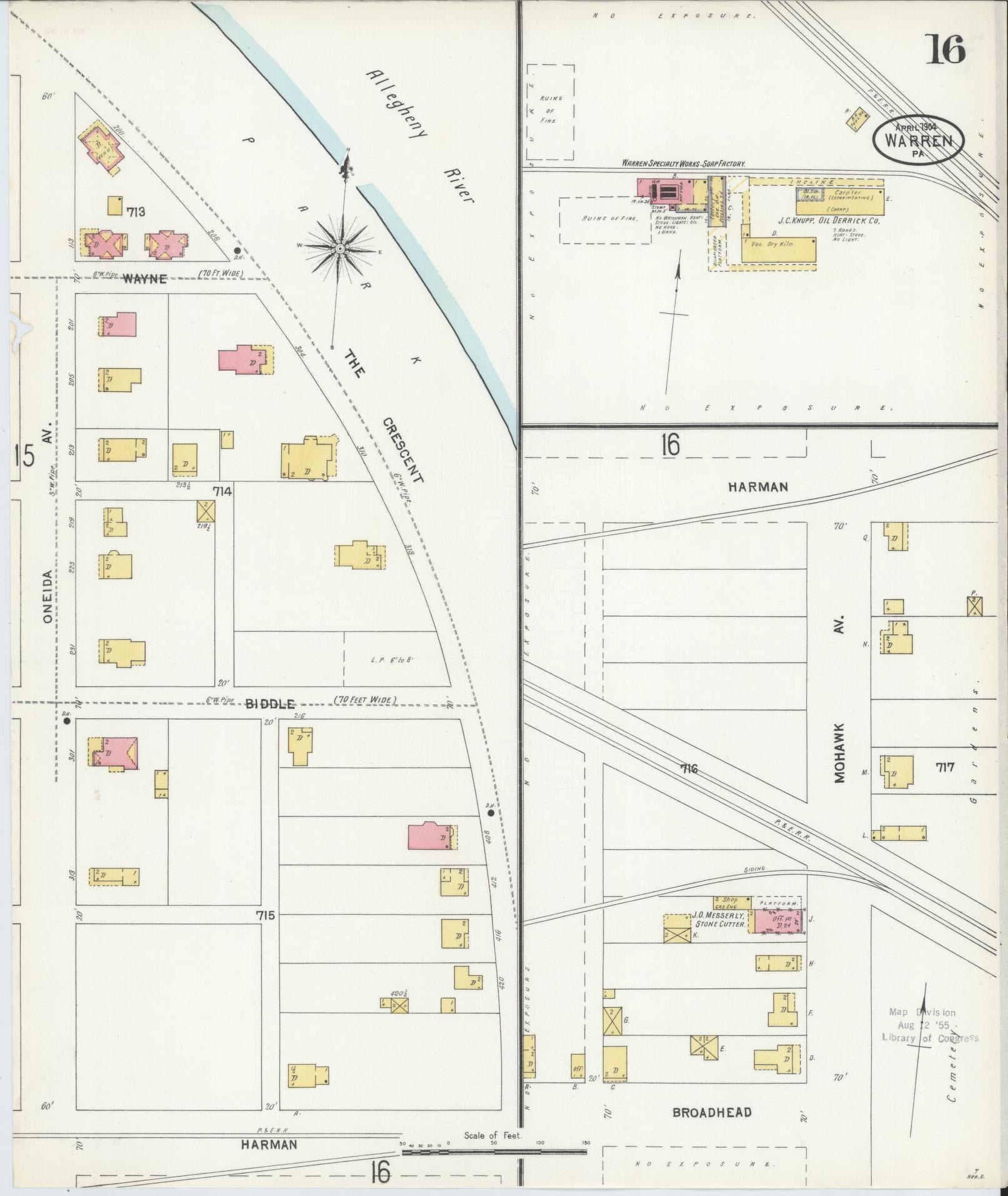 Sanborn Fire Insurance Map from Warren, Warren County, Pennsylvania (1904), Sheet #0016 - Complete Map Set gallery image, historic Sanborn map, vintage wall art, Pennsylvania Pennsylvania