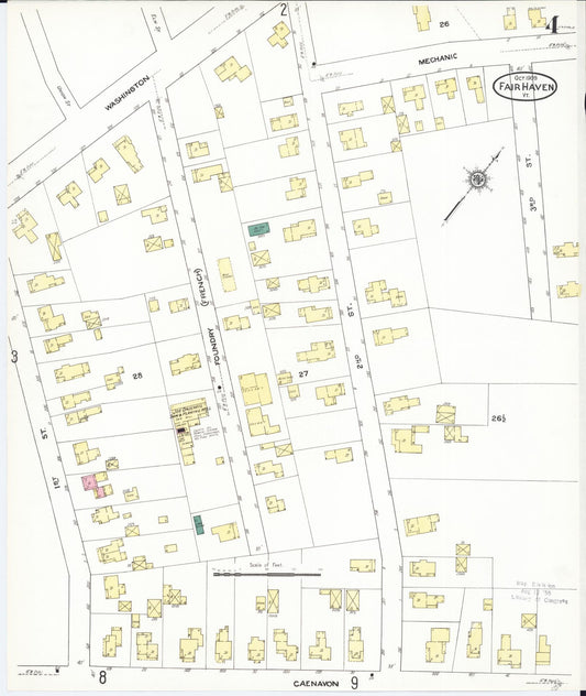 Sanborn Fire Insurance Map from Fair Haven, Rutland County, Vermont (1909), Sheet #0004 - Historic Sanborn Fire Insurance Map Print, vintage old map wall art, antique decor, genealogy gift, Vermont Vermont map