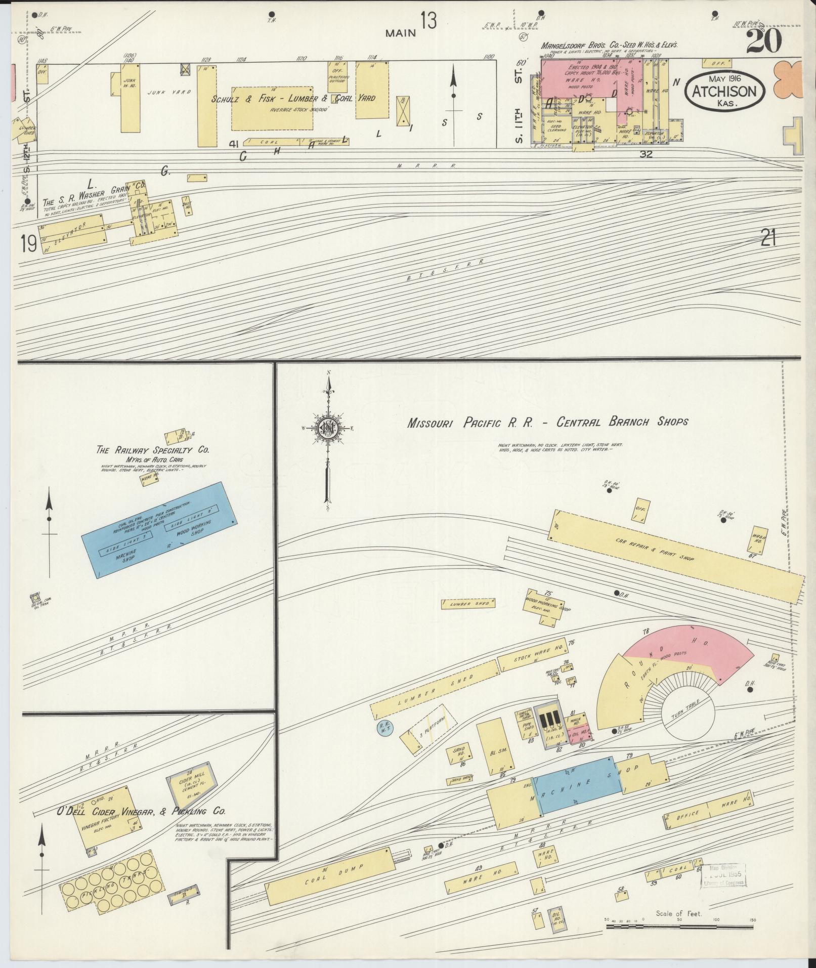 Sanborn Fire Insurance Map from Atchison, Atchison County, Kansas (1916), Sheet #0020 - Complete Map Set gallery image, historic Sanborn map, vintage wall art, Kansas Kansas