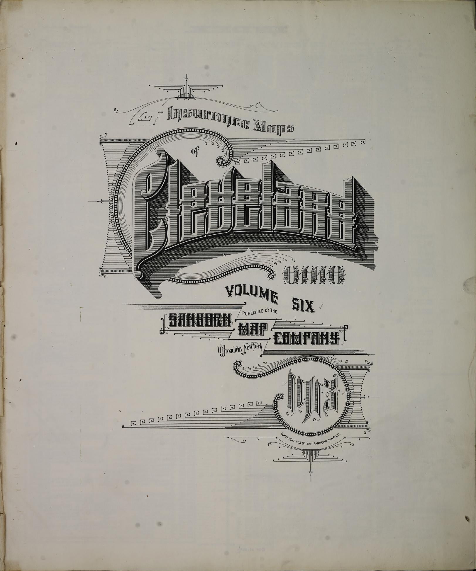 Sanborn Fire Insurance Map from Cleveland, Cuyahoga County, Ohio (1913), Sheet #0001 - Complete Map Set gallery image, historic Sanborn map, vintage wall art, Ohio Ohio