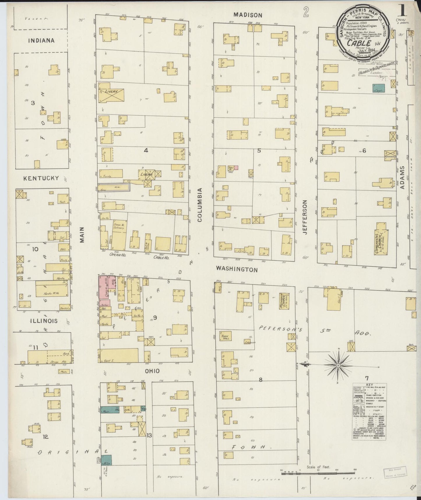 Sanborn Fire Insurance Map from Cable, Mercer County, Illinois (1894), Sheet #0001 - Complete Map Set gallery image, historic Sanborn map, vintage wall art, Illinois Illinois