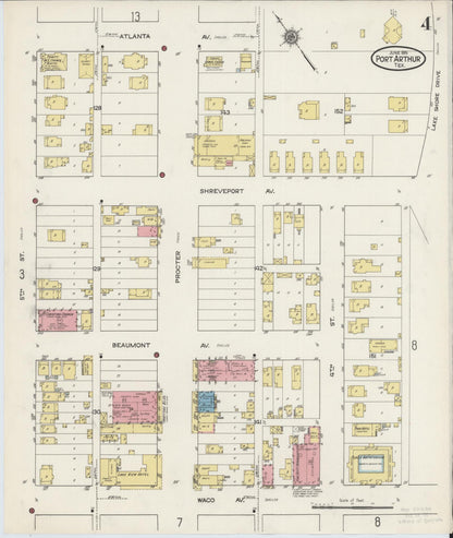 Sanborn Fire Insurance Map from Port Arthur, Jefferson County, Texas (1915), Sheet #0004 - Complete Map Set gallery image, historic Sanborn map, vintage wall art, Texas Texas