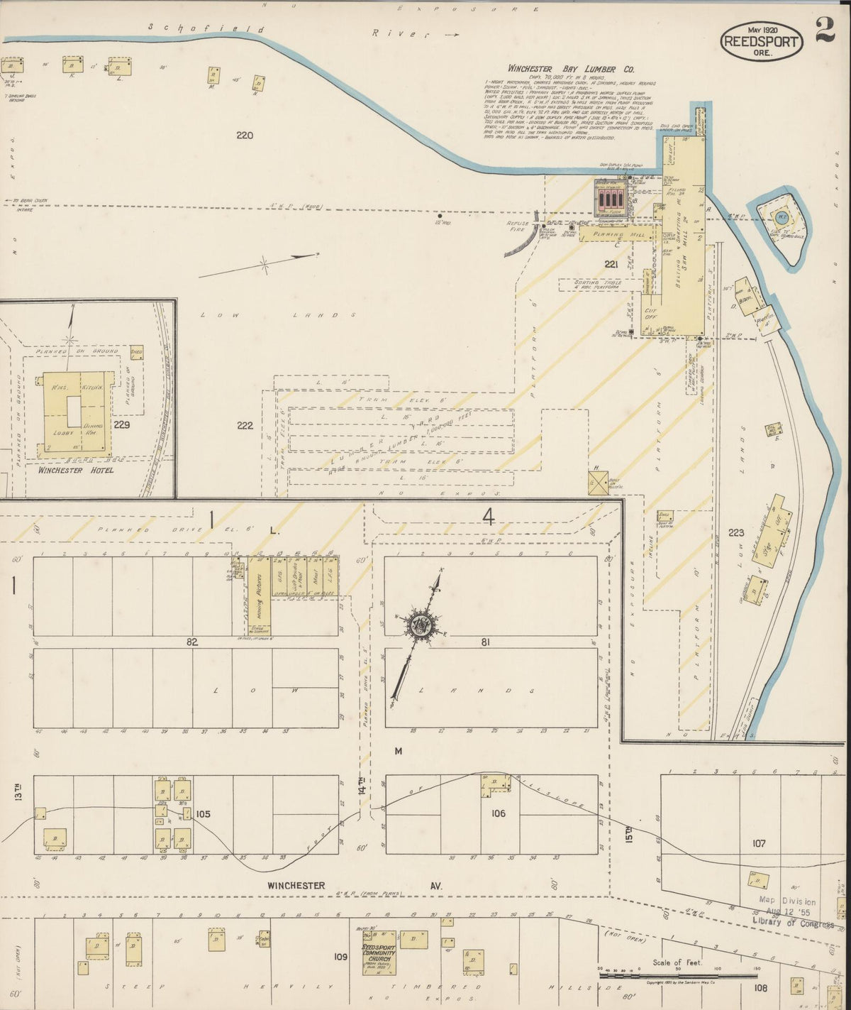 Sanborn Fire Insurance Map from Reedsport, Douglas County, Oregon (1920), Sheet #0002 - Historic Sanborn Fire Insurance Map Print, vintage old map wall art, antique decor, genealogy gift, Oregon Oregon map