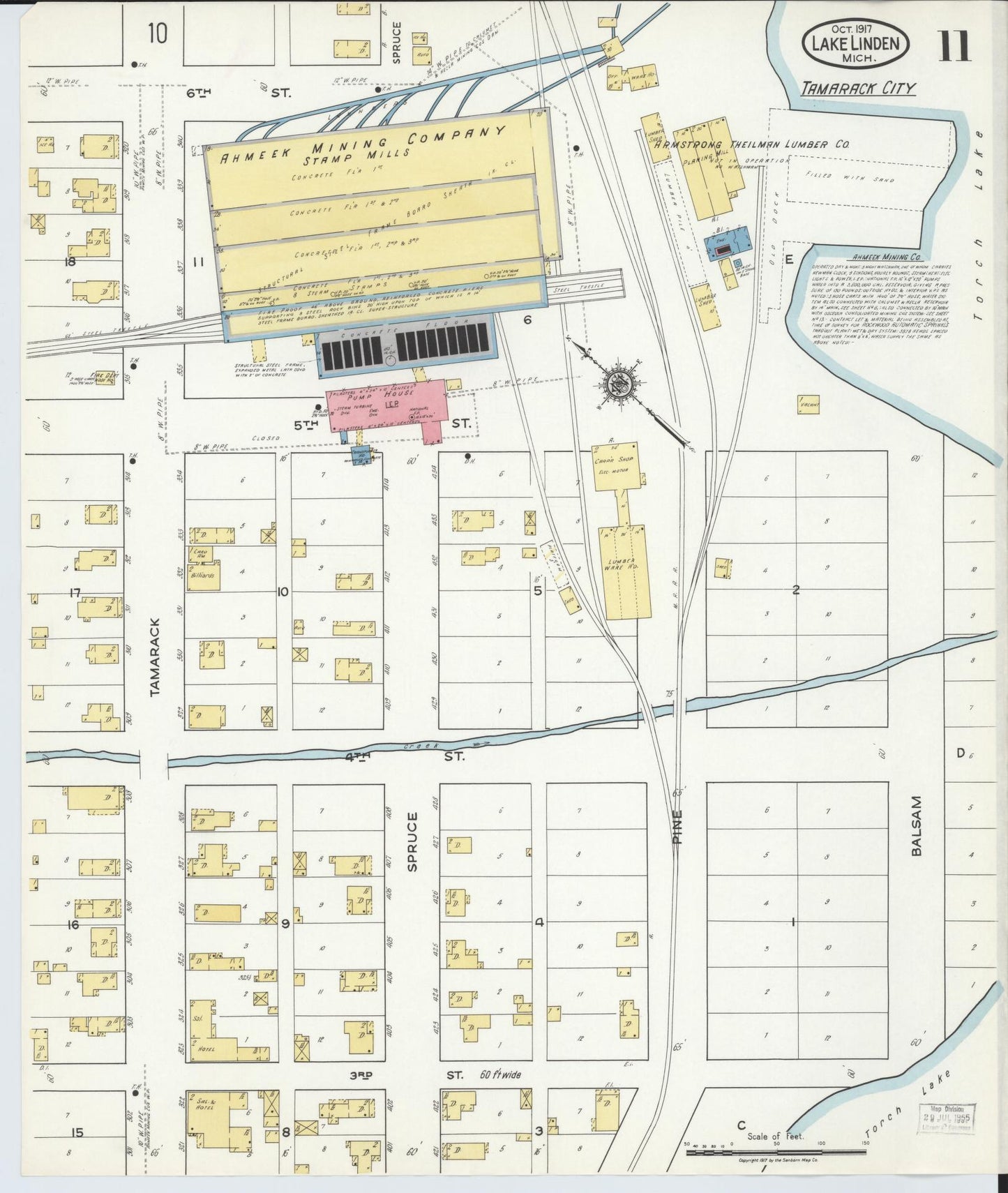Sanborn Fire Insurance Map from Lake Linden, Houghton County, Michigan (1917), Sheet #0011 - Complete Map Set gallery image, historic Sanborn map, vintage wall art, Michigan Michigan