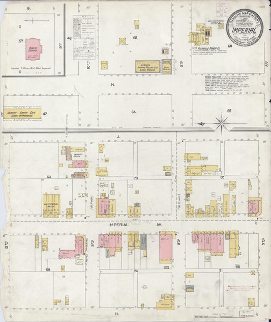 Sanborn Fire Insurance Map from Imperial, Imperial County, California (1905), Sheet #0001 - Historic Sanborn Fire Insurance Map Print, vintage old map wall art, antique decor, genealogy gift, California California map