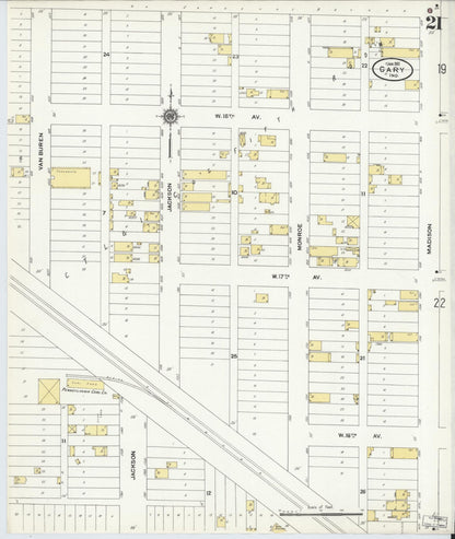 Sanborn Fire Insurance Map from Gary, Lake County, Indiana (1911), Sheet #0021 - Historic Sanborn Fire Insurance Map Print, vintage old map wall art, antique decor, genealogy gift, Indiana Indiana map