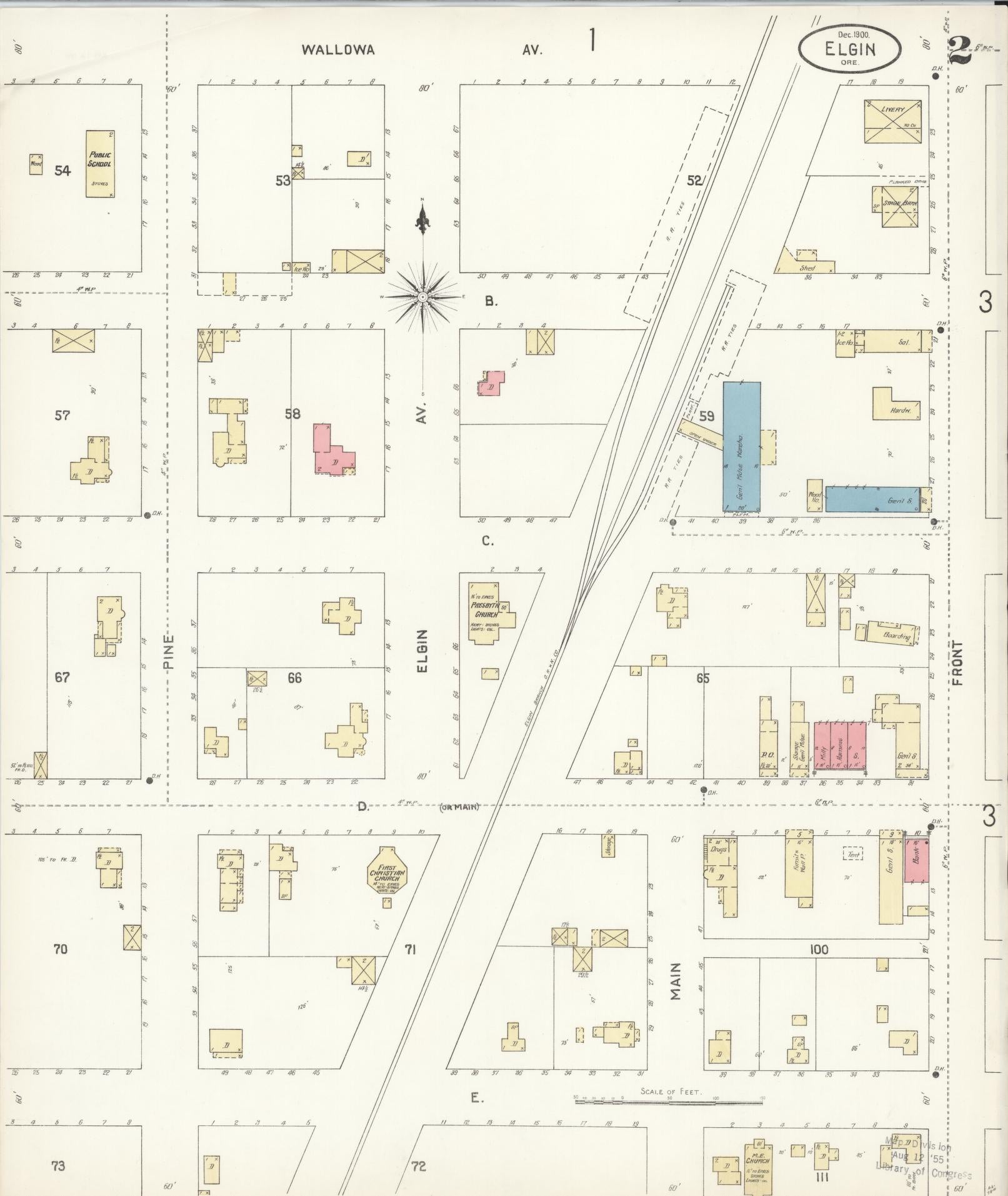 Sanborn Fire Insurance Map from Elgin, Union County, Oregon (1900), Sheet #0002 - Complete Map Set gallery image, historic Sanborn map, vintage wall art, Oregon Oregon