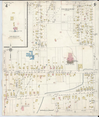 Sanborn Fire Insurance Map from Wilmington, Clinton County, Ohio (1949), Sheet #0004 - Complete Map Set gallery image, historic Sanborn map, vintage wall art, Ohio Ohio