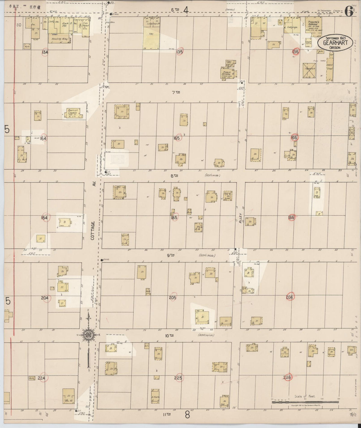 Sanborn Fire Insurance Map from Gearhart, Clatsop County, Oregon (1928), Sheet #0006 - Historic Sanborn Fire Insurance Map Print, vintage old map wall art, antique decor, genealogy gift, Oregon Oregon map