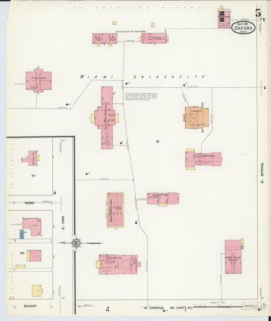 Sanborn Fire Insurance Map from Oxford, Butler County, Ohio (1911), Sheet #0005 - Historic Sanborn Fire Insurance Map Print, vintage old map wall art, antique decor, genealogy gift, Ohio Ohio map