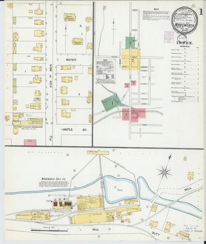 Sanborn Fire Insurance Map from Wadsworth, Medina County, Ohio (1901), Sheet #0001 - Historic Sanborn Fire Insurance Map Print, vintage old map wall art, antique decor, genealogy gift, Ohio Ohio map