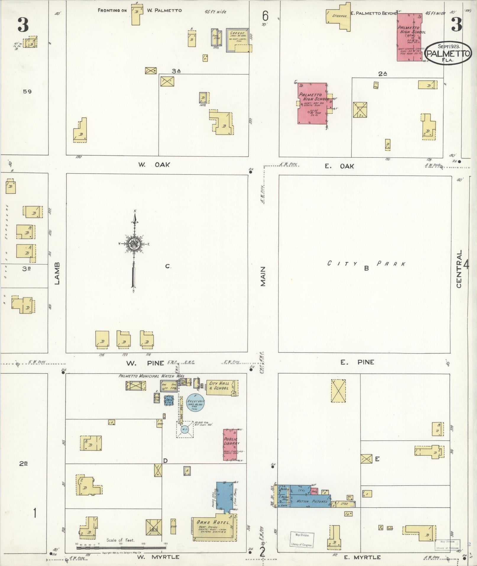 Sanborn Fire Insurance Map from Palmetto, Manatee County, Florida (1923), Sheet #0003 - Complete Map Set gallery image, historic Sanborn map, vintage wall art, Florida Florida