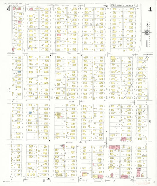 Sanborn Fire Insurance Map from Valley Junction, Polk County, Iowa (1937), Sheet #0004 - Historic Sanborn Fire Insurance Map Print, vintage old map wall art