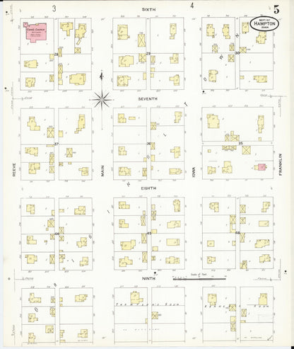 Sanborn Fire Insurance Map from Hampton, Franklin County, Iowa (1907), Sheet #0005 - Historic Sanborn Fire Insurance Map Print