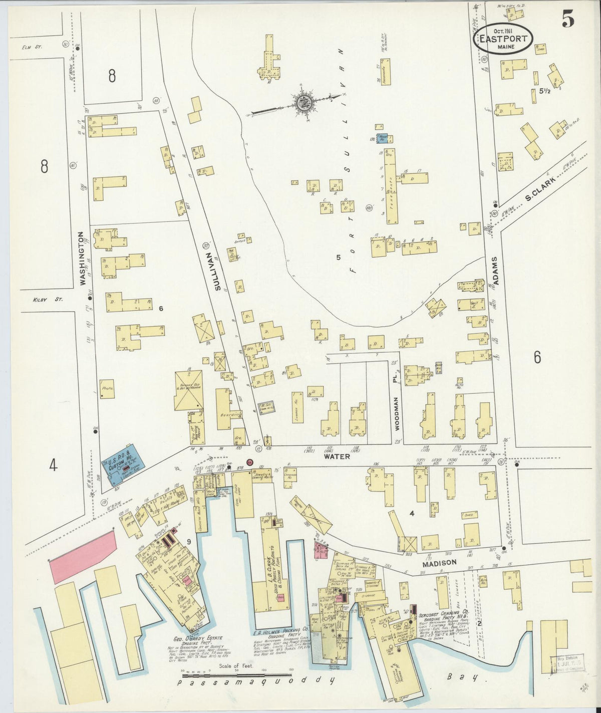 Sanborn Fire Insurance Map from Eastport, Washington County, Maine (1911), Sheet #0005 - Complete Map Set gallery image, historic Sanborn map, vintage wall art, Maine Maine