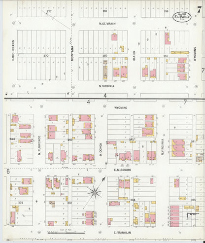 Sanborn Fire Insurance Map from El Paso, El Paso County, Texas (1900), Sheet #0007 - Complete Map Set gallery image, historic Sanborn map, vintage wall art, Texas Texas