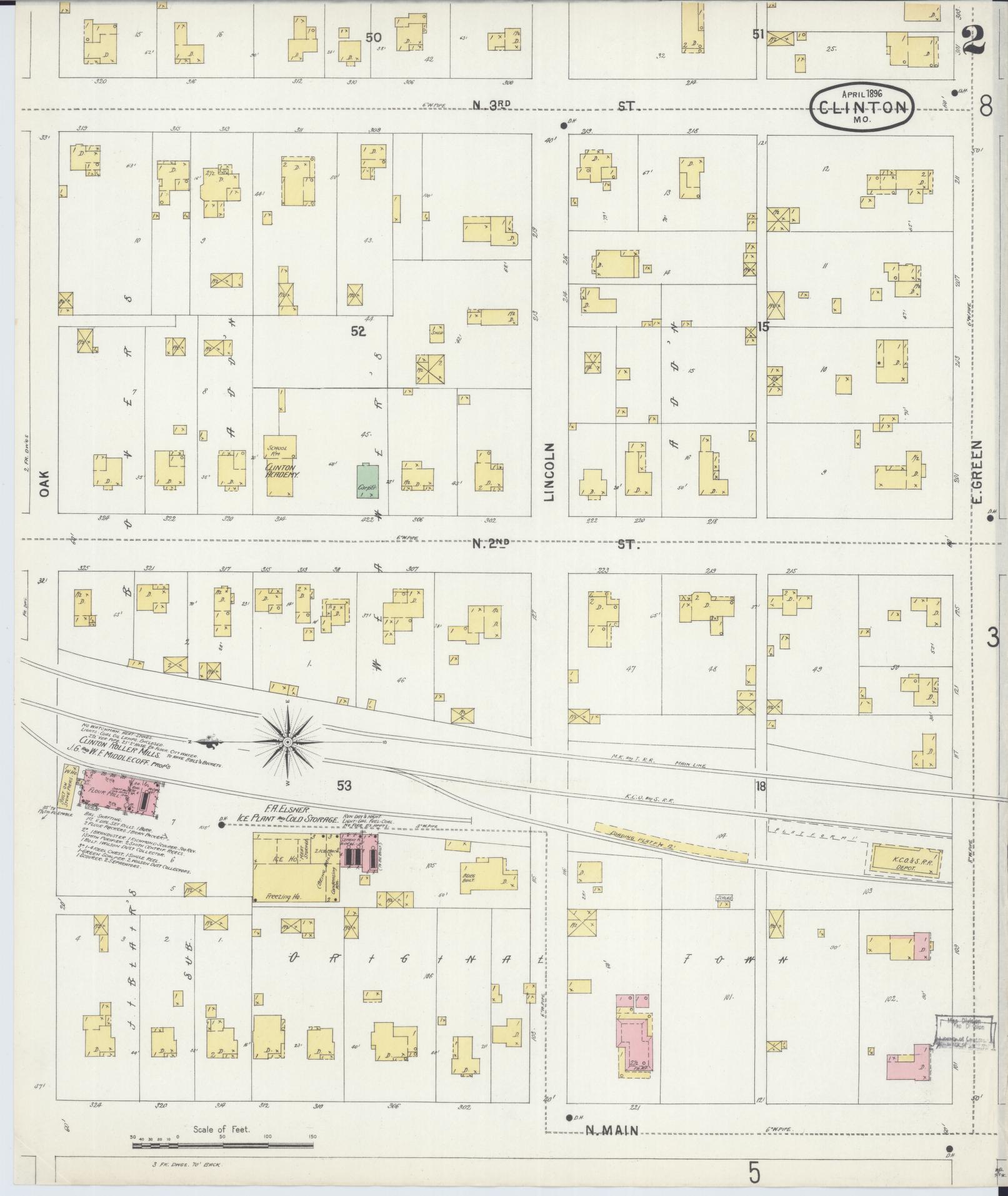 Sanborn Fire Insurance Map from Clinton, Henry County, Missouri (1896), Sheet #0002 - Complete Map Set gallery image, historic Sanborn map, vintage wall art, Missouri Missouri