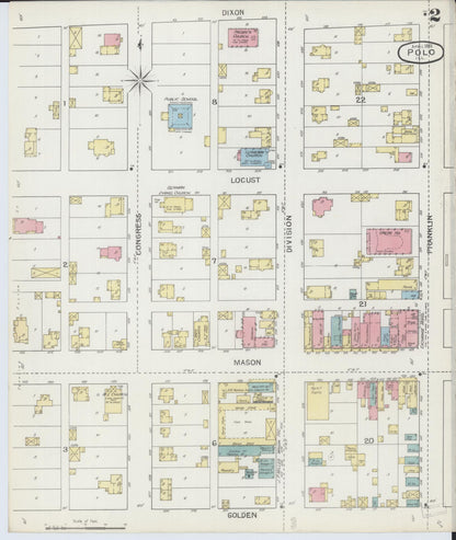 Sanborn Fire Insurance Map from Polo, Ogle County, Illinois (1893), Sheet #0002 - Complete Map Set gallery image, historic Sanborn map, vintage wall art, Illinois Illinois