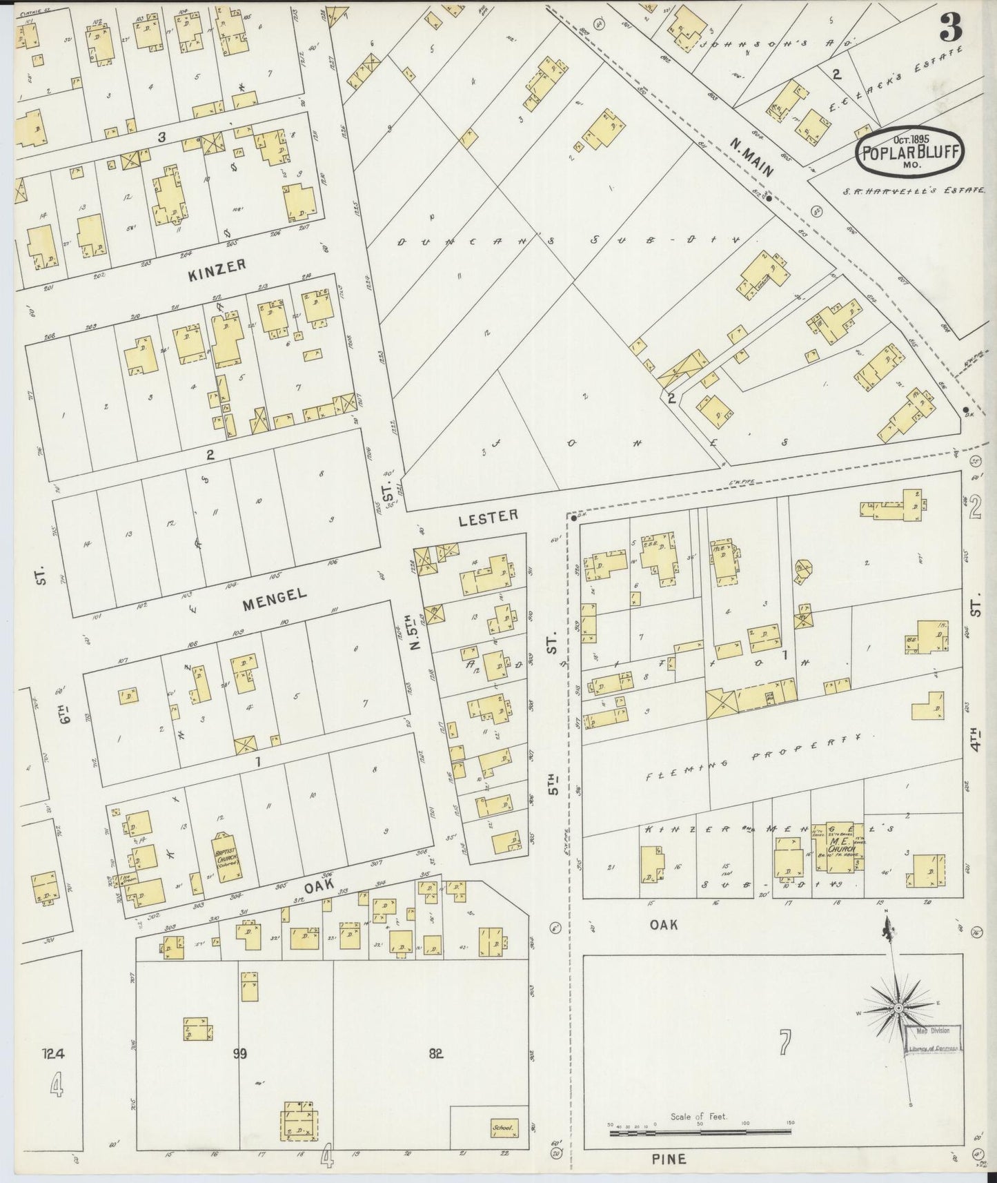 Sanborn Fire Insurance Map from Poplar Bluff, Butler County, Missouri (1895), Sheet #0003 - Complete Map Set gallery image, historic Sanborn map, vintage wall art, Missouri Missouri