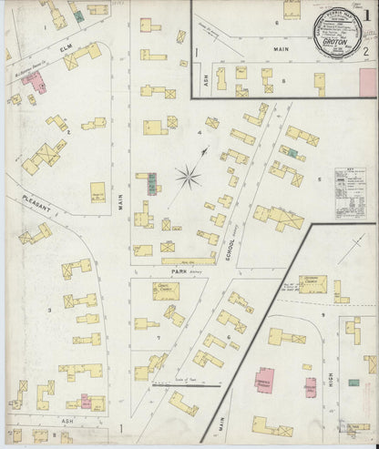 Sanborn Fire Insurance Map from Groton, Middlesex County, Massachusetts (1896), Sheet #0001 - Historic Sanborn Fire Insurance Map Print, vintage old map wall art, antique decor, genealogy gift, Massachusetts Massachusetts map