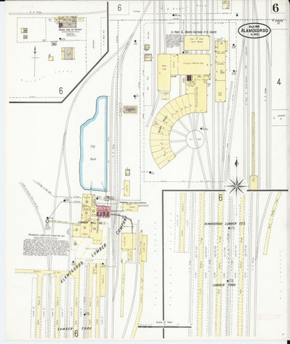 Sanborn Fire Insurance Map from Alamogordo, Otero County, New Mexico (1905), Sheet #0006 - Complete Map Set gallery image, historic Sanborn map, vintage wall art, New Mexico New Mexico