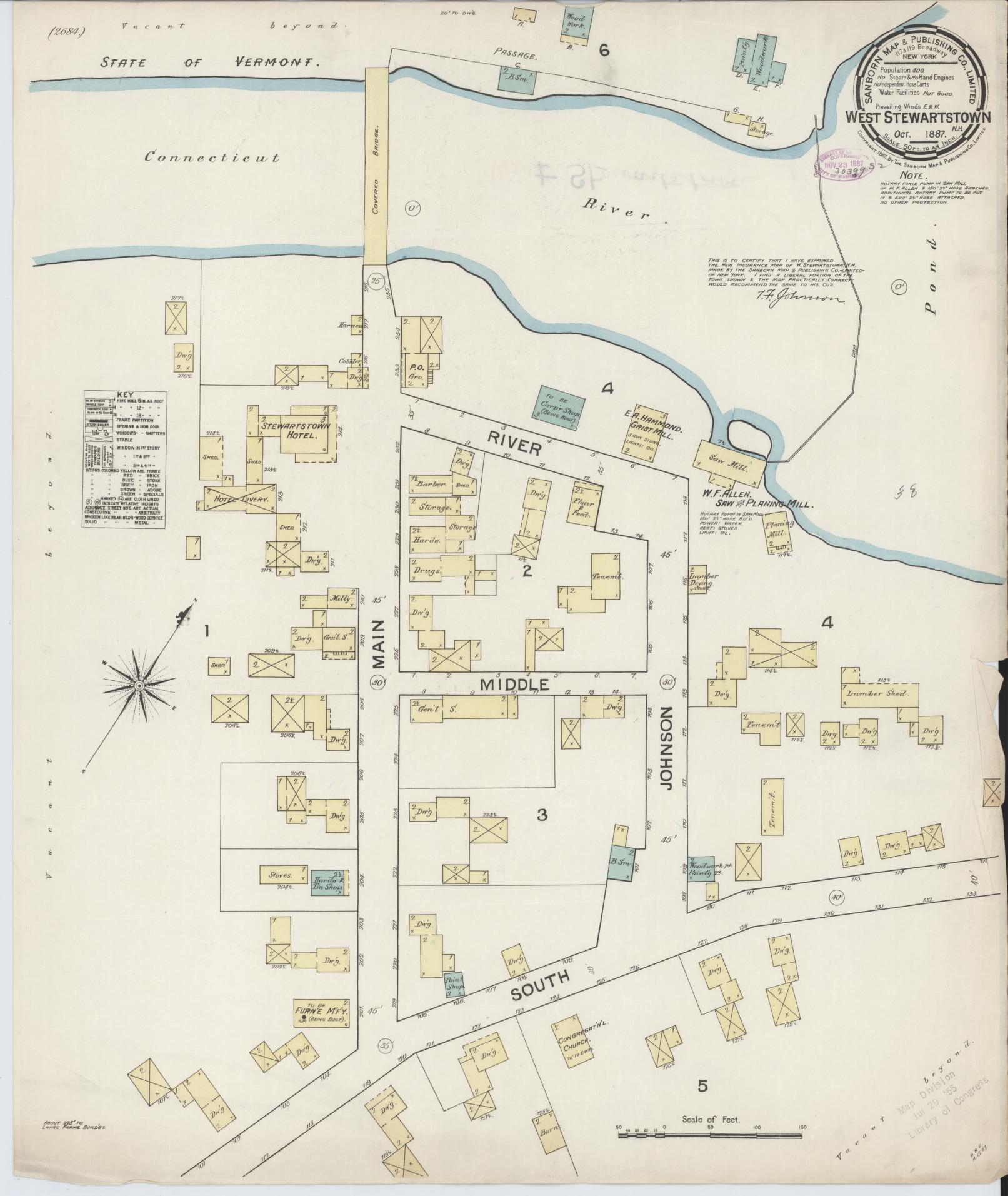 Sanborn Fire Insurance Map from West Stewartstown, Coos County, New Hampshire. (1887) – Historic Sanborn Fire Insurance Map Print
