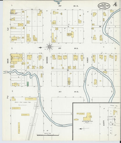 Sanborn Fire Insurance Map from Casselton, Cass County, North Dakota (1904), Sheet #0004 - Complete Map Set gallery image, historic Sanborn map, vintage wall art, North Dakota North Dakota