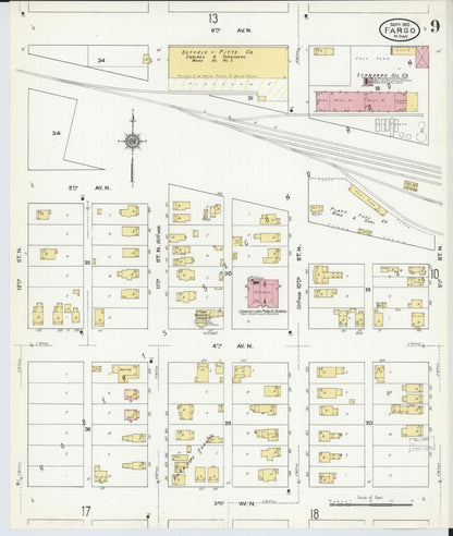 Sanborn Fire Insurance Map from Fargo, Cass County, North Dakota (1910), Sheet #0009 - Complete Map Set gallery image, historic Sanborn map, vintage wall art, North Dakota North Dakota