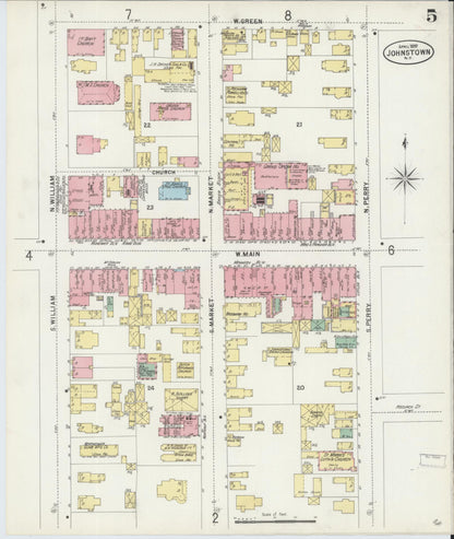 Sanborn Fire Insurance Map from Johnstown, Fulton County, New York (1897), Sheet #0005 - Complete Map Set gallery image, historic Sanborn map, vintage wall art, New York New York