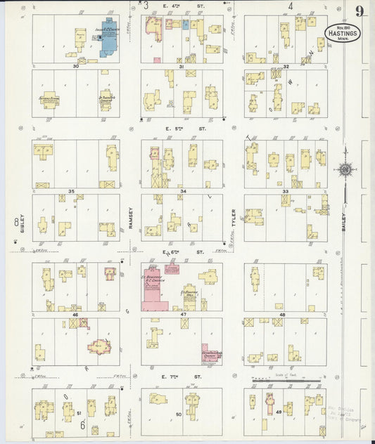 Sanborn Fire Insurance Map from Hastings, Dakota County, Minnesota (1910), Sheet #0009 - Historic Sanborn Fire Insurance Map Print, vintage old map wall art, antique decor, genealogy gift, Minnesota Minnesota map