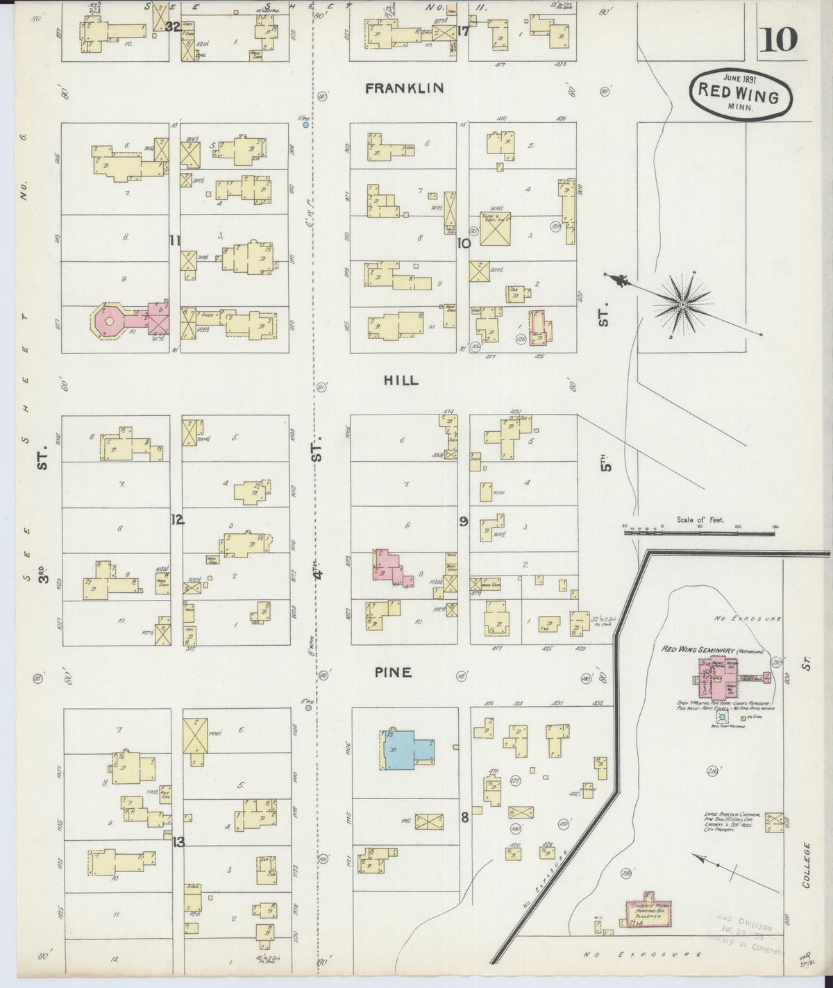 Sanborn Fire Insurance Map from Red Wing, Goodhue County, Minnesota (1891), Sheet #0010 - Historic Sanborn Fire Insurance Map Print, vintage old map wall art, antique decor, genealogy gift, Minnesota Minnesota map