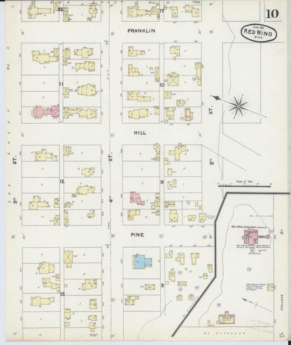 Sanborn Fire Insurance Map from Red Wing, Goodhue County, Minnesota (1891), Sheet #0010 - Historic Sanborn Fire Insurance Map Print, vintage old map wall art, antique decor, genealogy gift, Minnesota Minnesota map