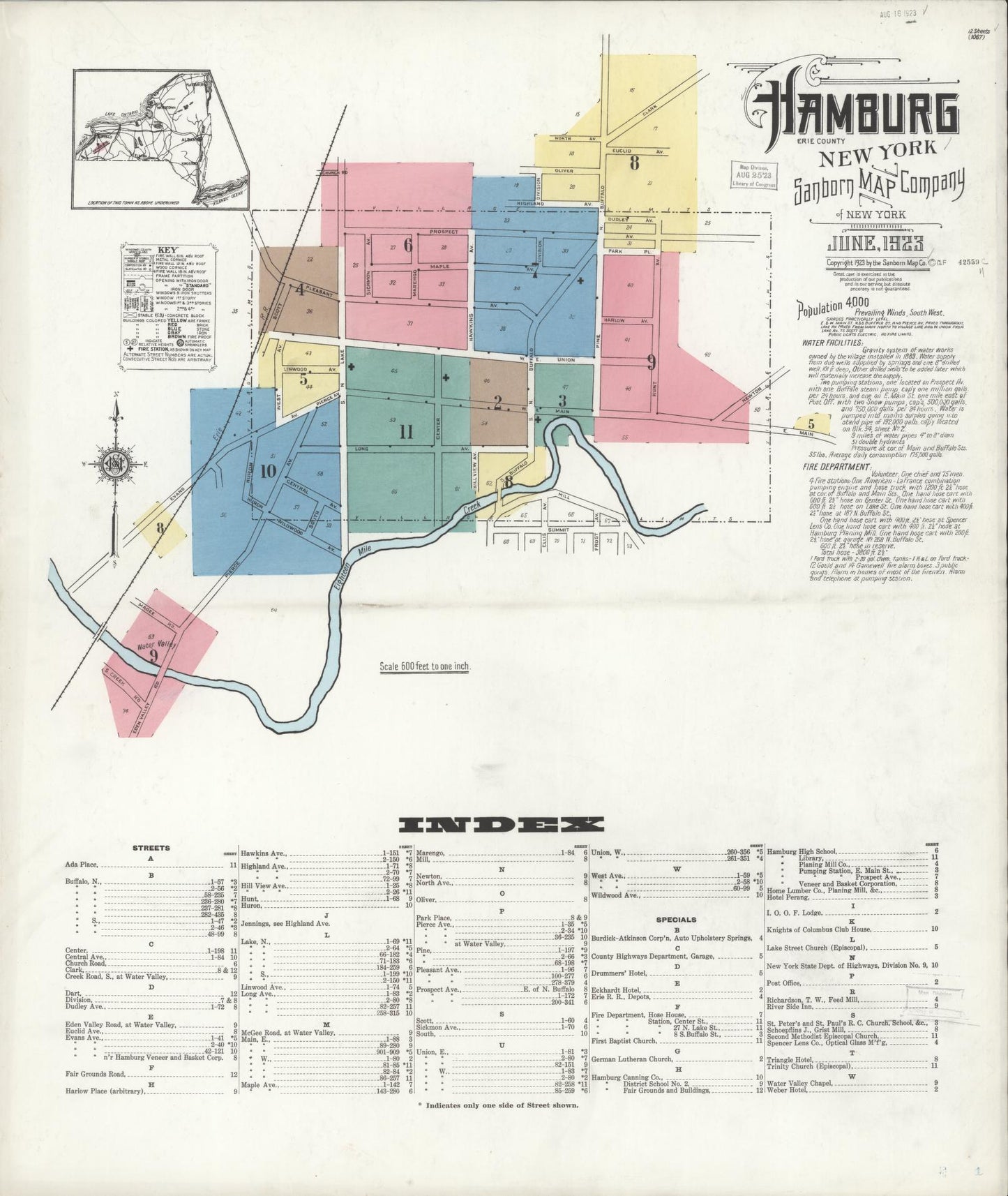 Sanborn Fire Insurance Map from Hamburg, Erie County, New York. (1923) – Historic Sanborn Fire Insurance Map Print