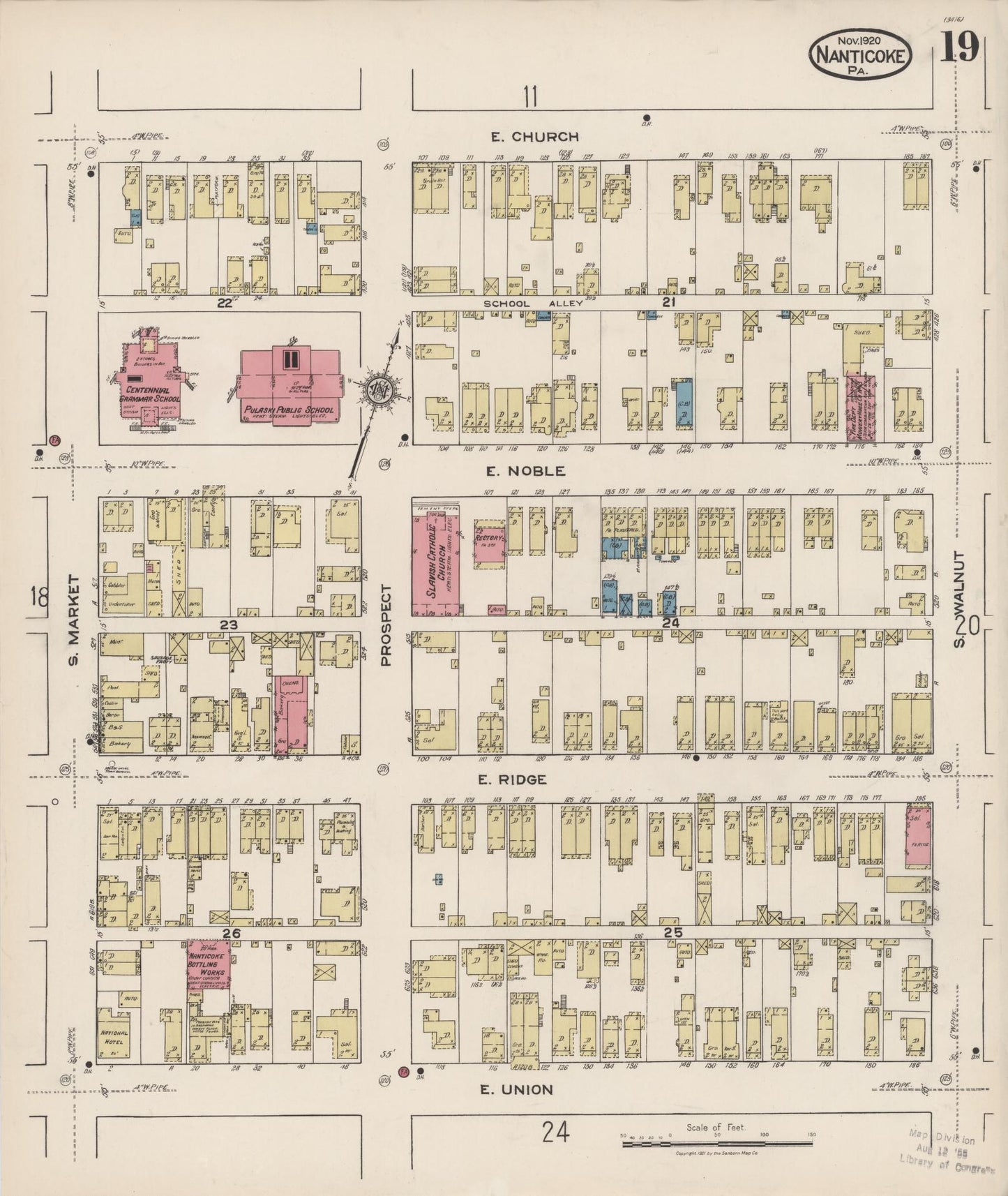 Sanborn Fire Insurance Map from Nanticoke, Luzerne County, Pennsylvania (1920), Sheet #0019 - Complete Map Set gallery image, historic Sanborn map, vintage wall art, Pennsylvania Pennsylvania
