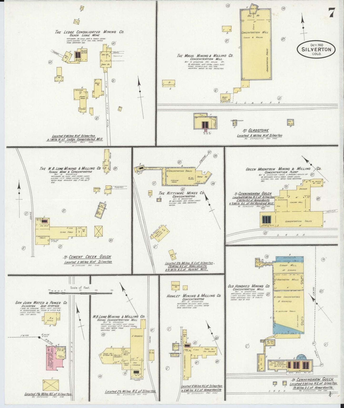 Sanborn Fire Insurance Map from Silverton, San Juan County, Colorado (1910), Sheet #0007 - Complete Map Set gallery image, historic Sanborn map, vintage wall art, Colorado Colorado