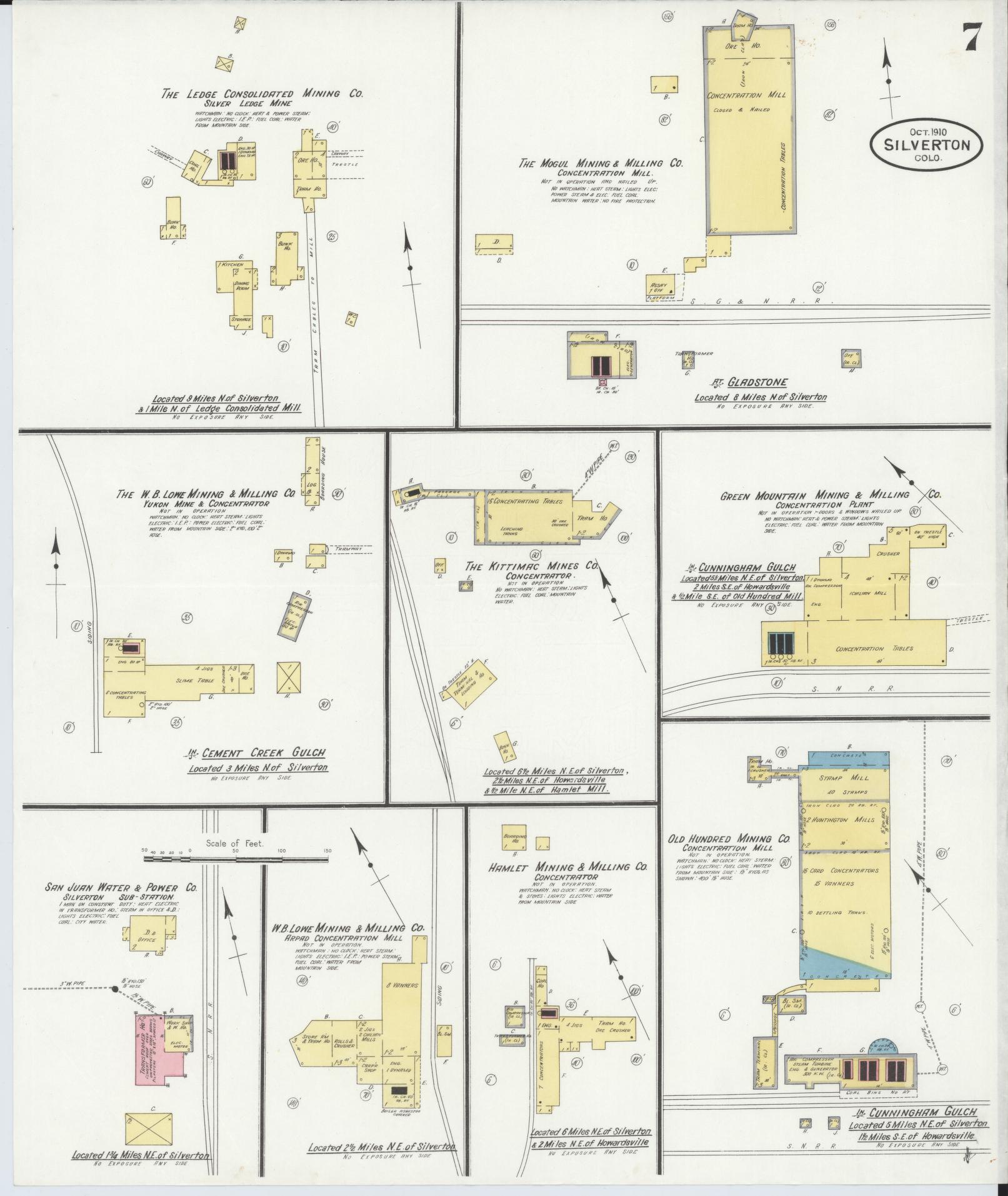 Sanborn Fire Insurance Map from Silverton, San Juan County, Colorado (1910), Sheet #0007 - Complete Map Set gallery image, historic Sanborn map, vintage wall art, Colorado Colorado