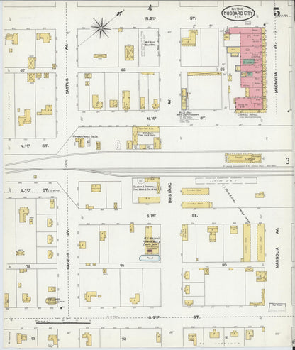 Sanborn Fire Insurance Map from Hubbard, Hill County, Texas (1904), Sheet #0005 - Historic Sanborn Fire Insurance Map Print, vintage old map wall art, antique decor, genealogy gift, Texas Texas map